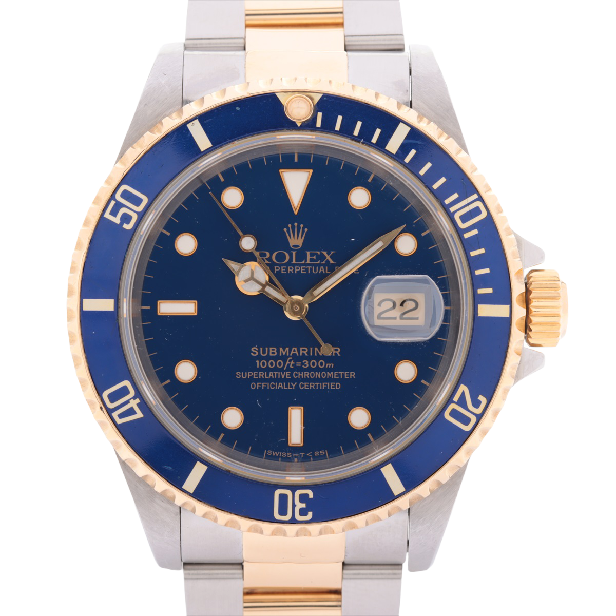 Rolex Submariner 18K Yellow Gold Automatic Blue Dial 16613 SS×YG AT